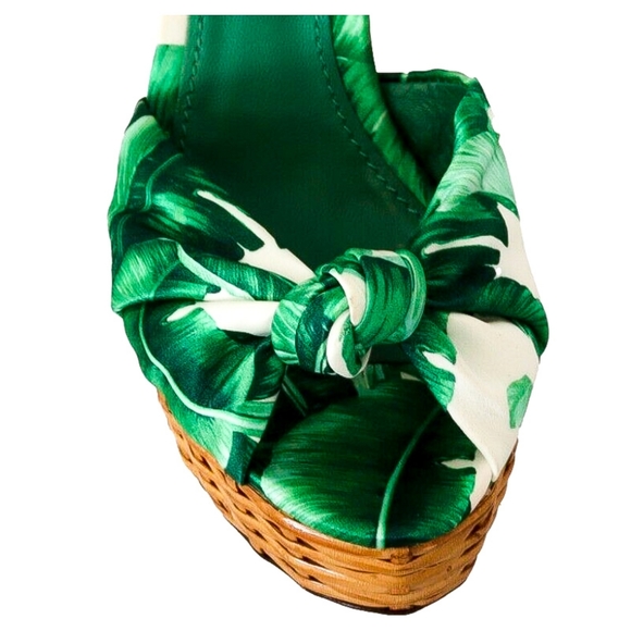 DOLCE & GABBANA Palm Leaf Rattan Platform Canvas Sandals Shoes EU 37 - Picture 7 of 7